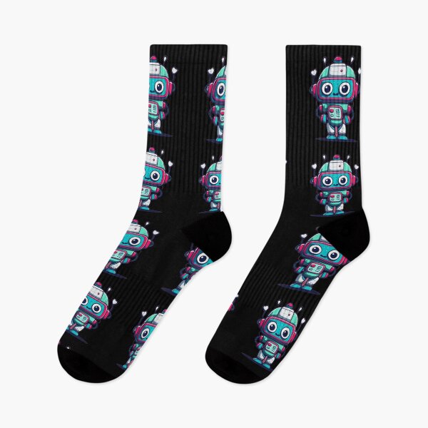 Item preview, Cute Turquoise Pink Blue Robot Cartoon – Fun Sci-Fi Character Design designed and sold by Cultradesign.