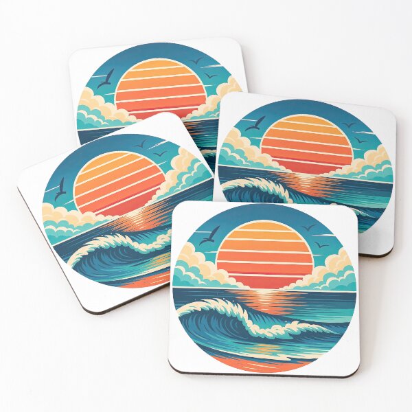 Item preview, Retro Sunset Wave Ocean Design designed and sold by ArtfulWeave.