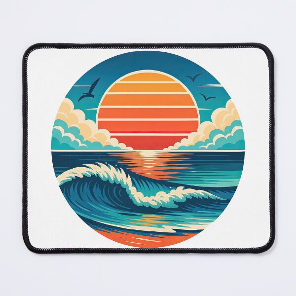 Item preview, Retro Sunset Wave Ocean Design designed and sold by ArtfulWeave.