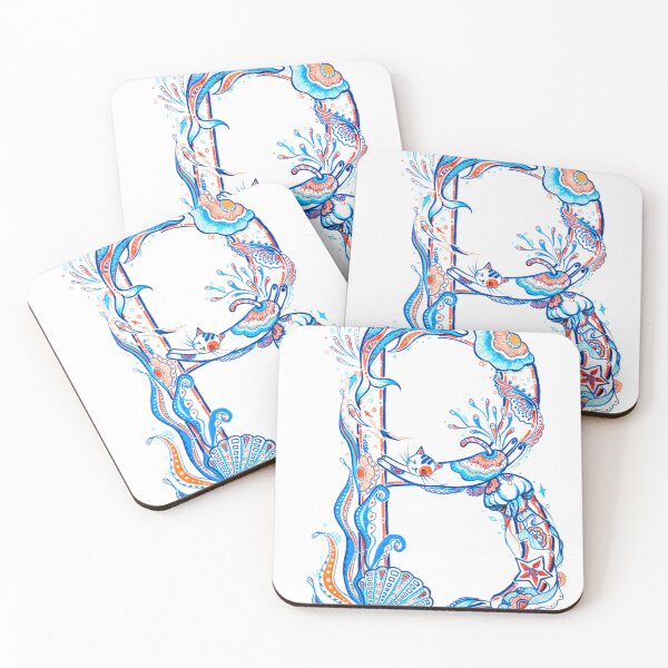 Item preview, Ocean Letter B – Beautiful Underwater Marine Alphabet Art designed and sold by LinglingArt.