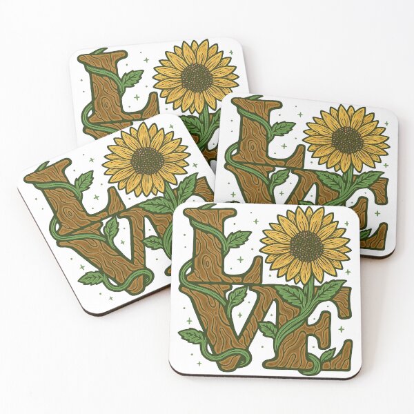 Item preview, Love and Sunflower Nature Typography Art designed and sold by ArtfulWeave.