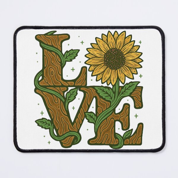 Item preview, Love and Sunflower Nature Typography Art designed and sold by ArtfulWeave.