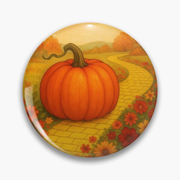 Item preview, Giant Pumpkin on Autumn Yellow Brick Road – Whimsical Fall Illustration designed and sold by EmeraldeaDesign.
