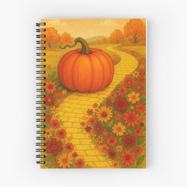 Item preview, Giant Pumpkin on Autumn Yellow Brick Road – Whimsical Fall Illustration designed and sold by EmeraldeaDesign.