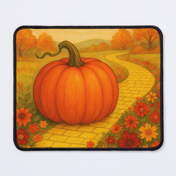 Item preview, Giant Pumpkin on Autumn Yellow Brick Road – Whimsical Fall Illustration designed and sold by EmeraldeaDesign.
