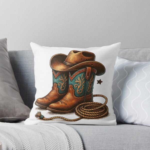Artikelvorschau, Illustration von Western-Cowboystiefeln und -hut entworfen und verkauft von ArtfulWeave.