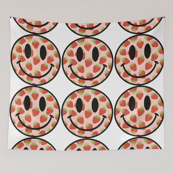 Item preview, Strawberry Smiley Face Retro Design designed and sold by ArtfulWeave.