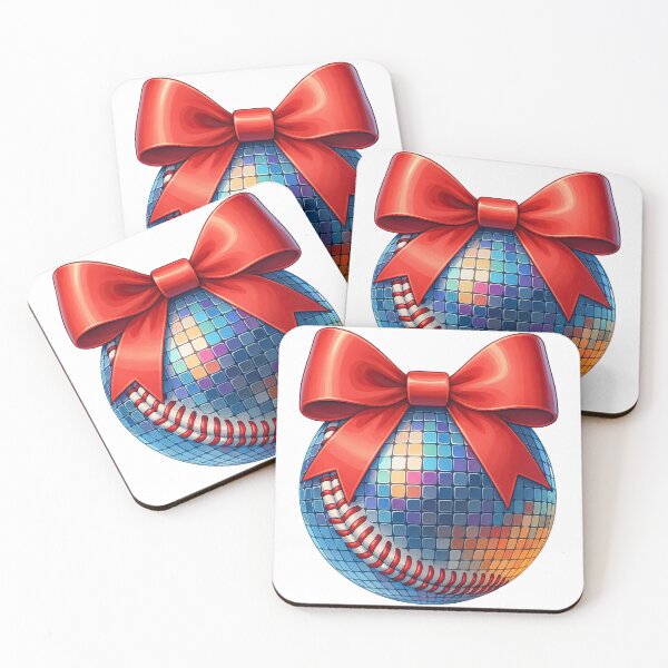 Item preview, Disco Baseball Ornament with Red Bow designed and sold by ArtfulWeave.