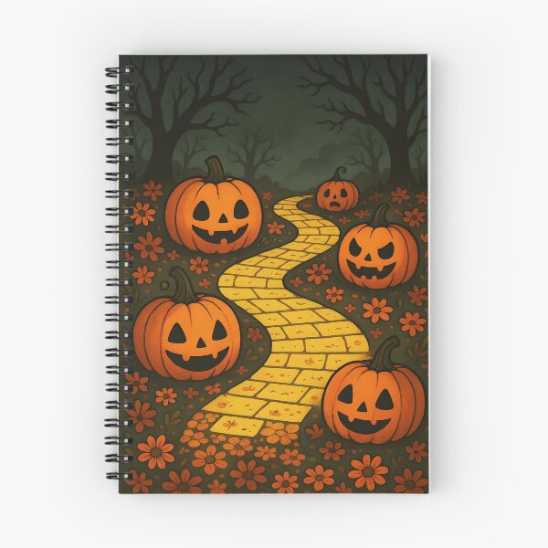 Item preview, Cute Jack-o’-Lanterns on Autumn Yellow Brick Road – Whimsical Fall Illustration designed and sold by EmeraldeaDesign.
