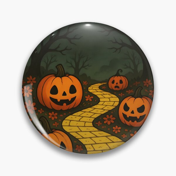 Item preview, Cute Jack-o’-Lanterns on Autumn Yellow Brick Road – Whimsical Fall Illustration designed and sold by EmeraldeaDesign.