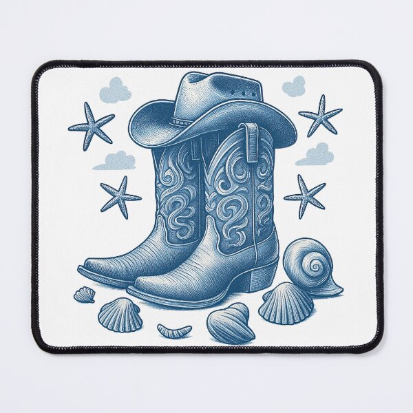 Item preview, Cowboy Boots and Seashells Beach Western Art designed and sold by ArtfulWeave.