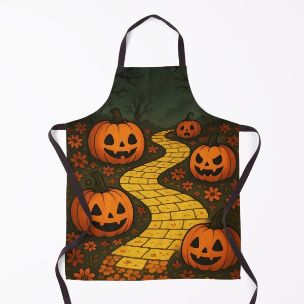 Item preview, Cute Jack-o’-Lanterns on Autumn Yellow Brick Road – Whimsical Fall Illustration designed and sold by EmeraldeaDesign.
