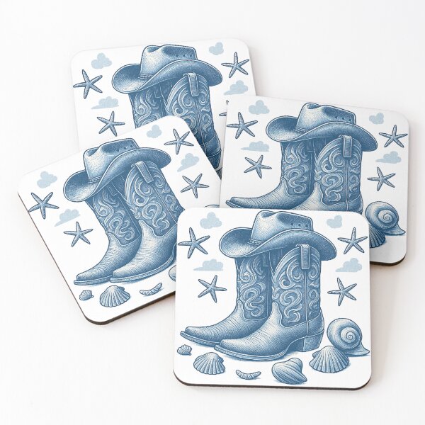 Item preview, Cowboy Boots and Seashells Beach Western Art designed and sold by ArtfulWeave.