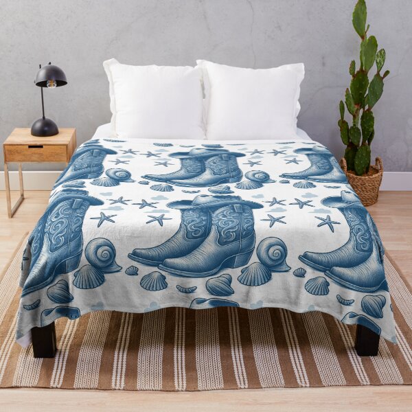 Item preview, Cowboy Boots and Seashells Beach Western Art designed and sold by ArtfulWeave.