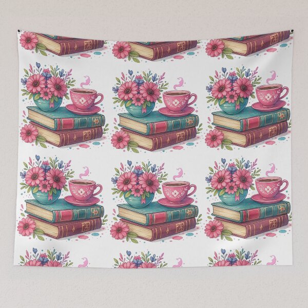 Item preview, Tea and Books Floral Cozy Illustration designed and sold by ArtfulWeave.