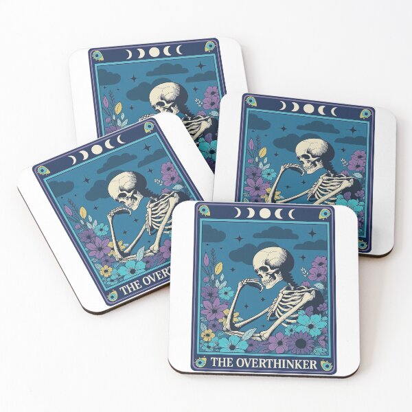 Item preview, The Overthinker Skeleton Tarot Art designed and sold by ArtfulWeave.