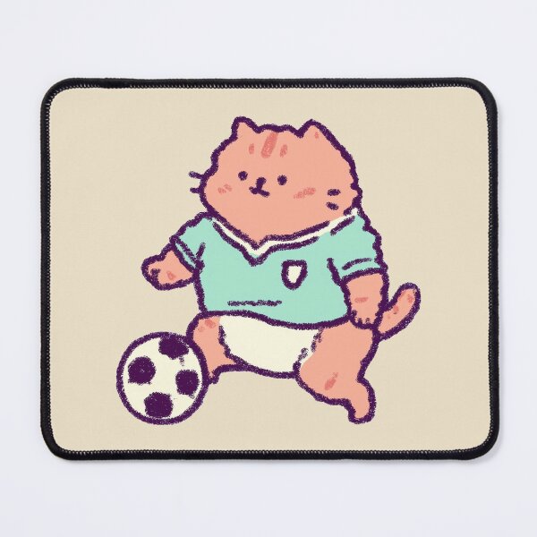 Item preview, Soccer Football Cat, pastel crayon player illustration designed and sold by Magnificent Lizard.