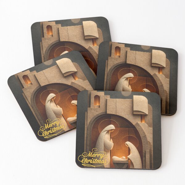Item preview, Merry Christmas Minimal Nativity with Mary Joseph and Newborn Jesus designed and sold by daila70.