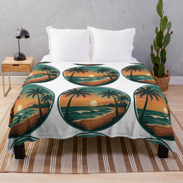Item preview, Retro Palm Sunset Beach Scene designed and sold by ArtfulWeave.