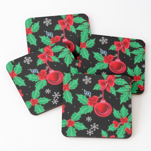 Item preview, Neon Holly and Christmas Ornament Pattern designed and sold by SassyArtistry.