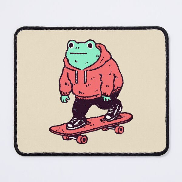 Item preview, Skate Frog in red hoodie, retro skateboarding illustration designed and sold by Magnificent Lizard.