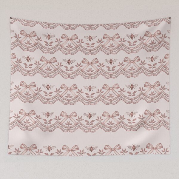 Item preview, Coquette-Core Bees Bows and Lace | Blush Pink Girly Design by Heritage Hive Studio designed and sold by Heritage Hive Studio.