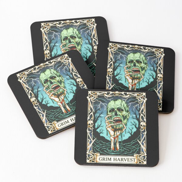 Item preview, Grim Harvest: Retro Horror Zombie Head designed and sold by CoffinsArt.