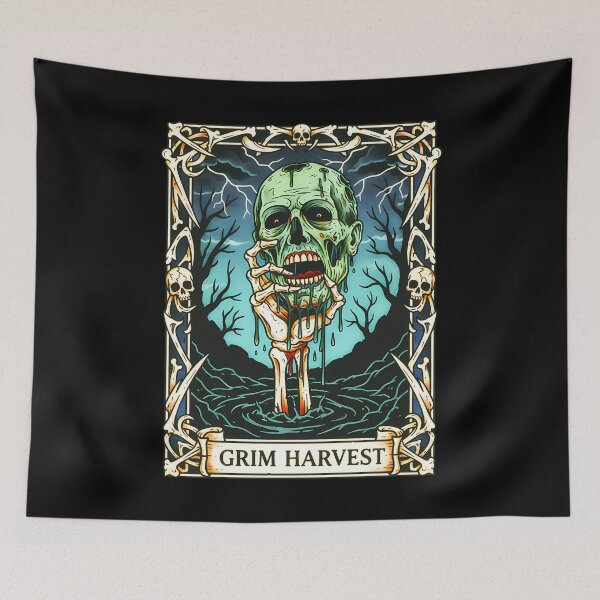 Item preview, Grim Harvest: Retro Horror Zombie Head designed and sold by CoffinsArt.