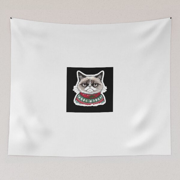 Item preview, Grumpy Cat in Christmas Sweater – Funny Holiday Sticker Design designed and sold by Geafixy.