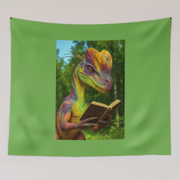 Item preview, Colorful Dinosaur: Dilophosaurus Bones Up on Some Literature designed and sold by Tridentulus.