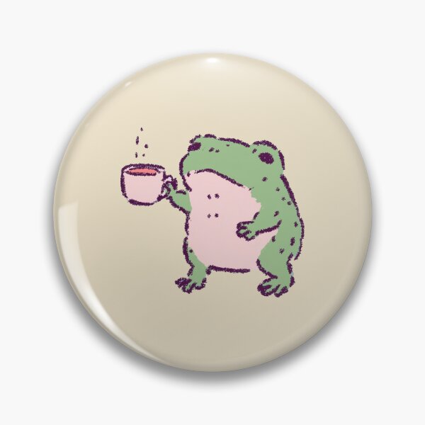 Item preview, Coffee Frog holding a mug, pastel textured doodle designed and sold by Magnificent Lizard.