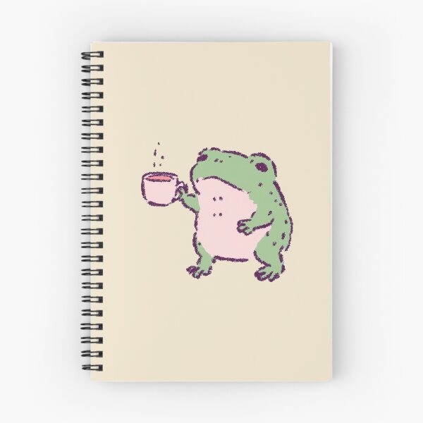 Item preview, Coffee Frog holding a mug, pastel textured doodle designed and sold by Magnificent Lizard.