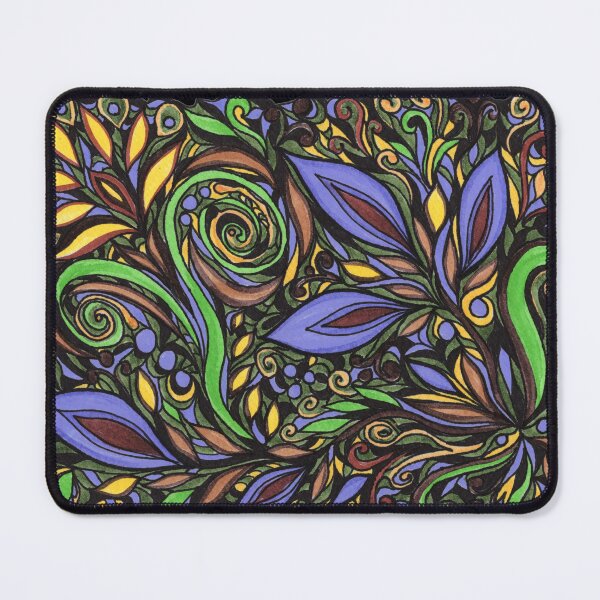 Item preview, Magical Vivid Yellow Green Blue Purple Leaves On Black Pattern designed and sold by Irina Sztukowski.