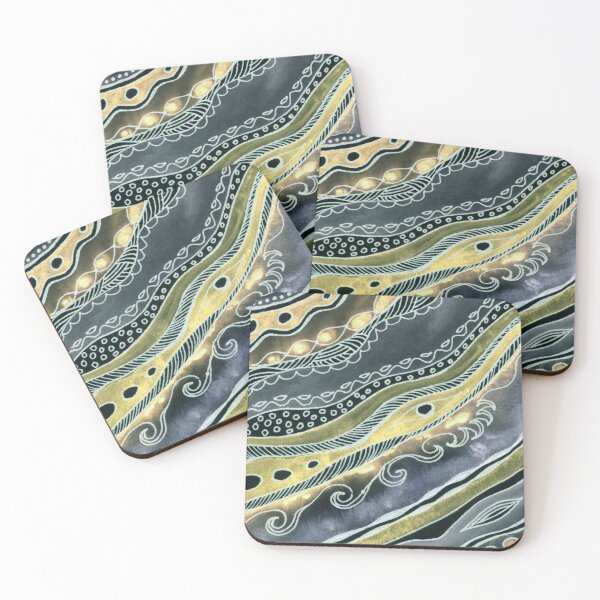 Item preview, Golden Waves Watercolor Pattern  designed and sold by Irina Sztukowski.
