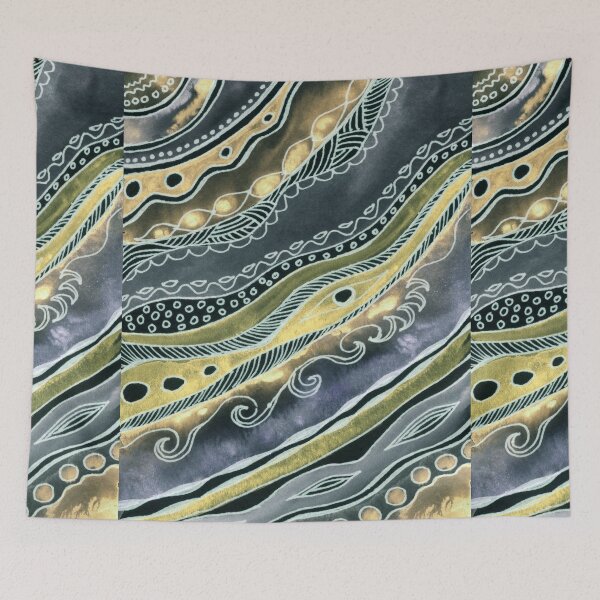 Item preview, Golden Waves Watercolor Pattern  designed and sold by Irina Sztukowski.