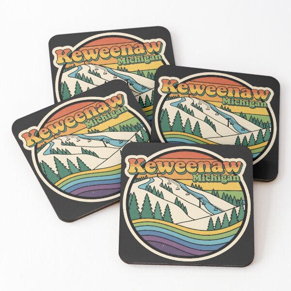 Item preview, Keweenaw, Michigan Retro Rainbow Mountain designed and sold by TheOldMittenIllustrated.