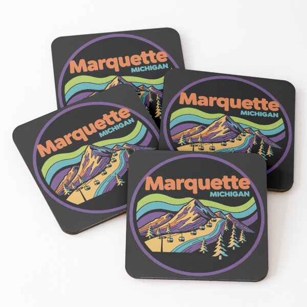 Item preview, Marquette, Michigan Retro Rainbow Mountain designed and sold by TheOldMittenIllustrated.