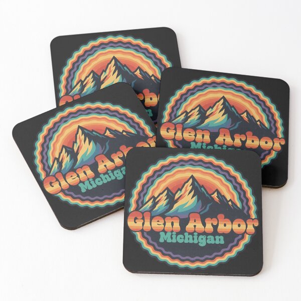 Item preview, Glen Arbor, Michigan Retro Rainbow Mountain designed and sold by TheOldMittenIllustrated.