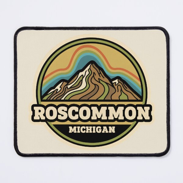 Item preview, Roscommon, Michigan Retro Rainbow Mountain designed and sold by TheOldMittenIllustrated.