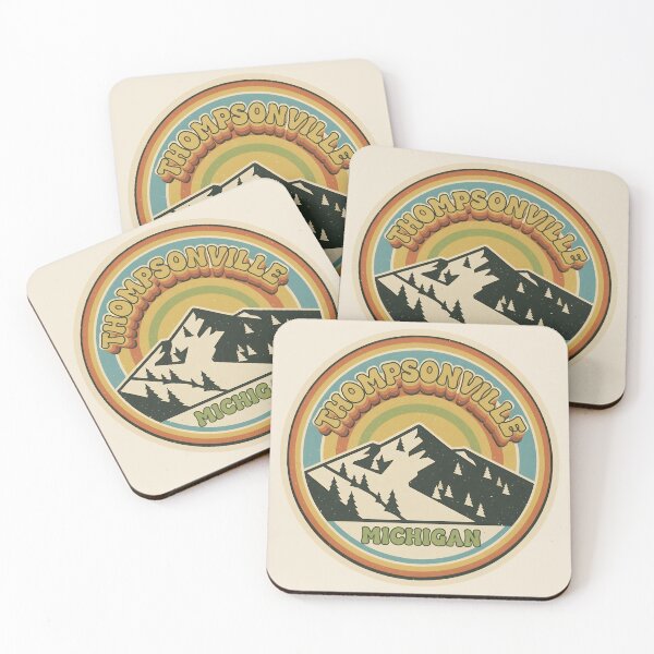 Item preview, Thompsonville, Michigan Retro Rainbow Mountain designed and sold by TheOldMittenIllustrated.