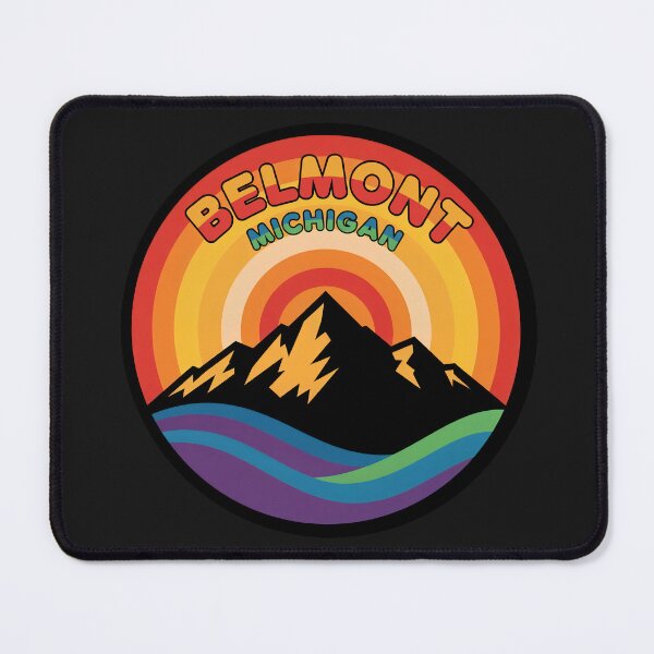 Item preview, Belmont, Michigan Retro Rainbow Mountain designed and sold by TheOldMittenIllustrated.