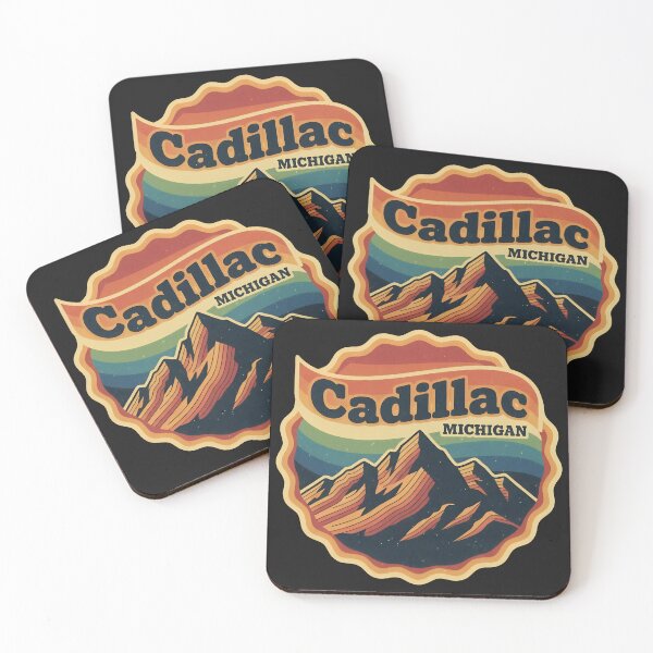 Item preview, Cadillac, Michigan Retro Rainbow Mountain designed and sold by TheOldMittenIllustrated.