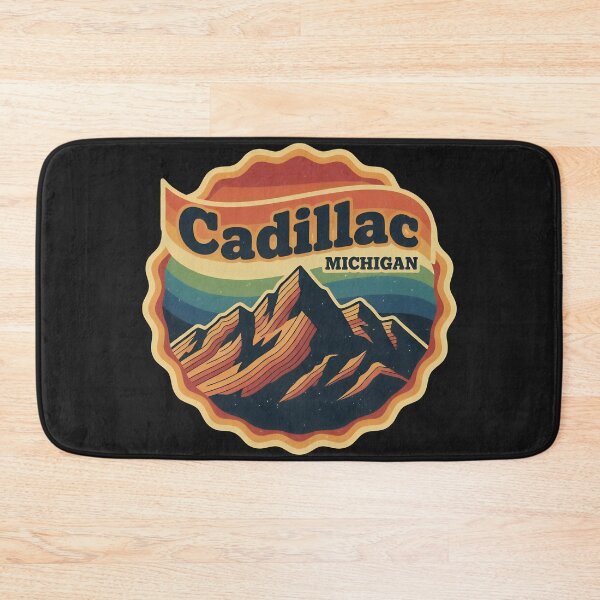 Item preview, Cadillac, Michigan Retro Rainbow Mountain designed and sold by TheOldMittenIllustrated.