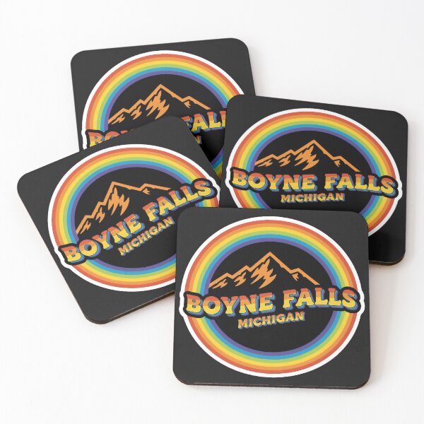 Item preview, Boyne Falls, Michigan Retro Rainbow Mountain designed and sold by TheOldMittenIllustrated.