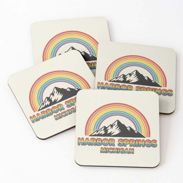 Item preview, Harbor Springs, Michigan Retro Rainbow Mountain designed and sold by TheOldMittenIllustrated.