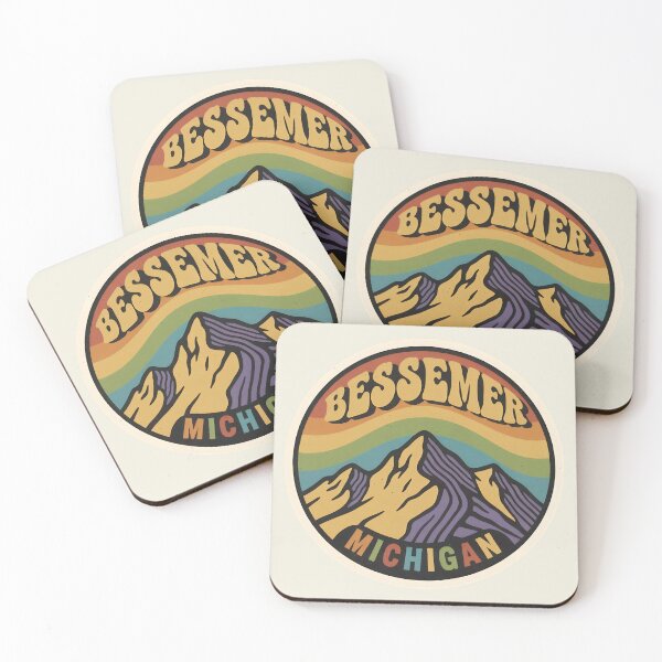 Item preview, Bessemer, Michigan Retro Rainbow Mountain designed and sold by TheOldMittenIllustrated.