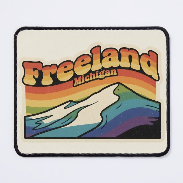 Item preview, Freeland, Michigan Retro Rainbow Mountain designed and sold by TheOldMittenIllustrated.