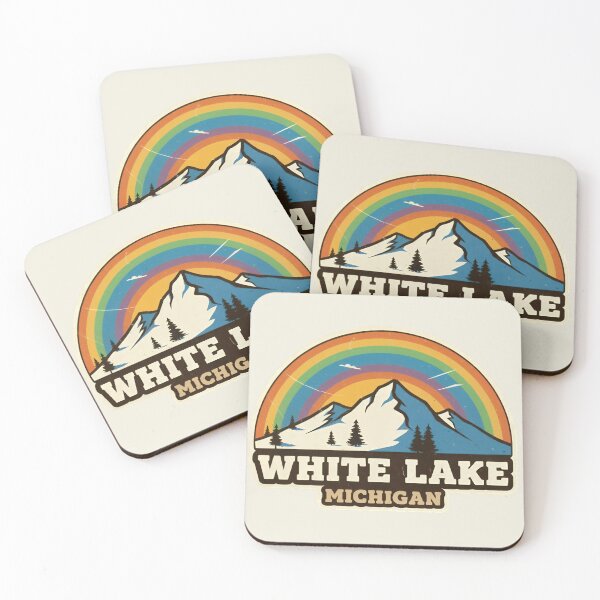 Item preview, White Lake, Michigan Retro Rainbow Mountain designed and sold by TheOldMittenIllustrated.