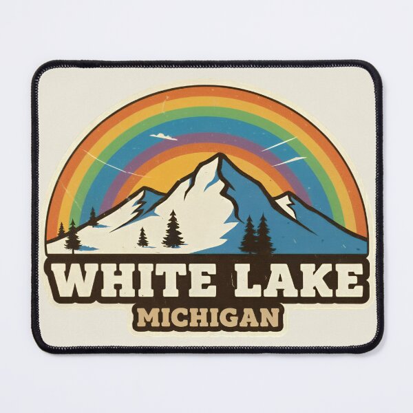 Item preview, White Lake, Michigan Retro Rainbow Mountain designed and sold by TheOldMittenIllustrated.
