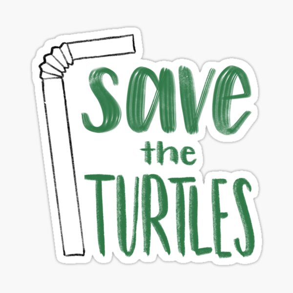 Save the Turtles Straw Sticker